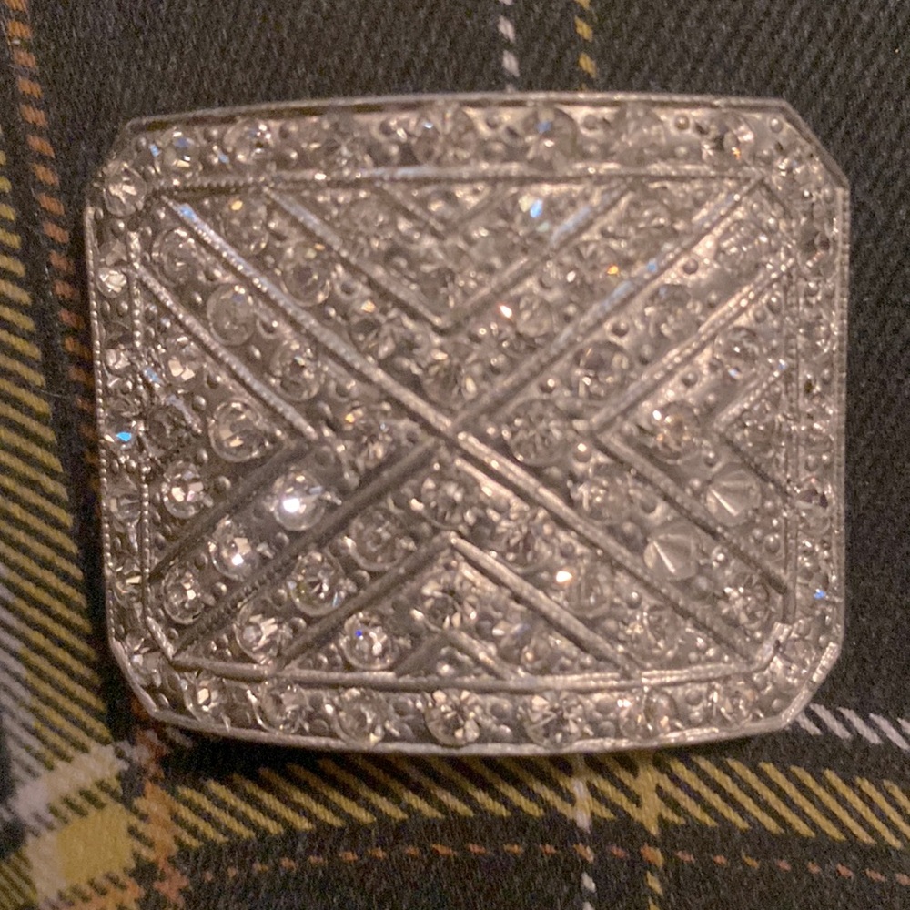 Vintage Reyco Rhinestone Silver Scarf Clip